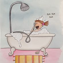 Bathtub phonecall Ein Projekt aus dem Bereich Aquarellmalerei von evro - 01.02.2021