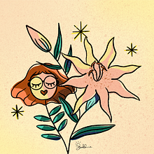 Emilie & Lilies - Creative Composition for Illustration with Procreate course. Un proyecto de Ilustración digital de Sarah-Line Calmo - 01.02.2021