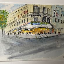a slight impressionistic  painting of the "Cafe de Flore" Paris  as my project in Architectural Sketching with Watercolor and Ink course Ein Projekt aus dem Bereich Aquarellmalerei von peterllj - 02.02.2021