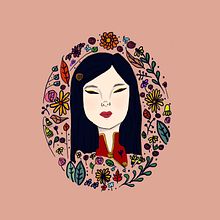 My project in Illustrated portraits with botanical elements course. Botanical Illustration, and Traditional illustration project by Crixie Santi - 02.07.2021