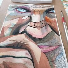 Viejo boxeador. Un progetto di Disegno, Disegno di ritratti, Illustrazione tradizionale, Illustrazione con inchiostro e Pittura ad acquerello di Iban Sarabia Casellas - 04.02.2021