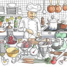 My project in Creative Sketching: Fill Your Illustrations with Life and Detail course - my imaginary kitchen scene . Drawing & Ink Illustration project by Peggy Schenk - 02.04.2021