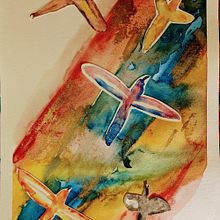 Migraciones, en collages granulados . Un proyecto de Ilustración tradicional, Ilustración con tinta, Pintura a la acuarela, Collage, Creatividad, Ilustración naturalista				, Pintura y Sketchbook de Brenda Oliva - 05.02.2021
