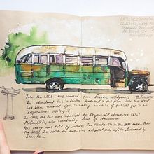 Magic Bus . Lukisan Cat Air proyek oleh Вероника Шабанова - 02.05.2021