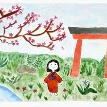 Paseo por el Torii. Artistic Drawing, Traditional illustration, and Children's Illustration project by Isabella Martinez - 02.06.2021