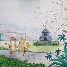 Mi Proyecto del curso: Ilustración en acuarela con influencia japonesa. Watercolor Painting project by Francisca Lechuga - 02.07.2021