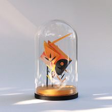 Pájaro en Fanal. Character Design, Traditional illustration, and Paper Craft project by Cristian Garrido Alfaro - 02.08.2021