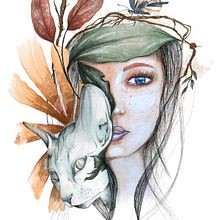 Mi Proyecto del curso: Retrato ilustrado en acuarela. Portrait Drawing, Digital Drawing, Design, Traditional illustration, and Watercolor Painting project by Adela Marzá - 02.07.2021