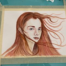 My first portrait - Watercolor portrait from a photograph w Sol Barrios course. Un progetto di Pittura ad acquerello di Jennie Eldridge Calderon - 08.02.2021