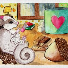 Sugar glider Colección. Manga, Traditional illustration, Naturalistic Illustration, Narrative, and Watercolor Painting project by Gilmary Mambel - 02.09.2021
