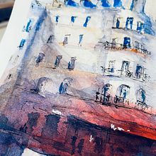 My project in Architectural Sketching with Watercolor and Ink course. Sketching, and Watercolor Painting project by f6flo - 02.08.2021