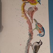 My project in Artistic Watercolor Techniques for Illustrating Birds course.  project by Sarah Grimshaw - 02.09.2021