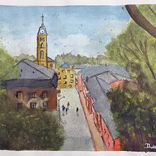 Mi Proyecto del curso: Paisajes urbanos en acuarela . Un proyecto de Pintura a la acuarela, Bellas Artes e Ilustración arquitectónica de Daniel Forero - 08.02.2021