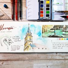 My project in Watercolor Travel Journal course. Projekt z dziedziny Malowanie akwarelą użytkownika Al Rio - 11.02.2021