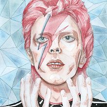 Retrato en acuarela a partir de una fotografía - David Bowie . Projekt z dziedziny Portret, Projektowanie postaci, Trad, c, jna ilustracja i Malowanie akwarelą użytkownika Lara Izquierdo - 11.02.2021