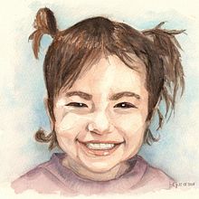 Aquarell Portraitzeichnung Toddler. Un proyecto de Pintura a la acuarela de Natalie - 11.02.2021