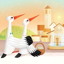 El nido de las cigüeñas. Un proyecto de Ilustración editorial, Ilustración tradicional e Ilustración infantil de Romina Martí - 11.10.2018