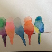 Five little birds - Proyecto curso de acuarela. Pintura em aquarela, e Desenho artístico projeto de María Alfonso - 01.03.2020
