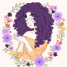 Meu projeto do curso: Retrato ilustrado com elementos botânicos. Un progetto di Disegno digitale, Illustrazione tradizionale, Illustrazione digitale e Illustrazione botanica di Devika | Daniela Soares - 11.02.2021