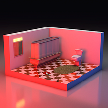 Psycho Isometric 3D Room. Un progetto di 3D, Cinema, Direzione artistica e Modellazione 3D di Javi Márquez López - 13.02.2021