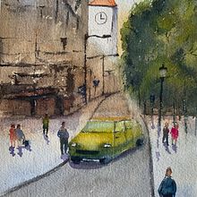 My project in Urban Landscapes in Watercolor course. Pintura em aquarela projeto de Helen Howell - 15.02.2021