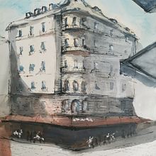 Mein Kursprojekt: Architektonische Zeichnung mit Aquarell und Tinte. Un proyecto de Pintura a la acuarela de Aleksandra Brcina - 15.02.2021