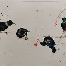 Water Colour Birds on a Branch. Un progetto di Pittura ad acquerello di Kathrine Laurence - 15.02.2021