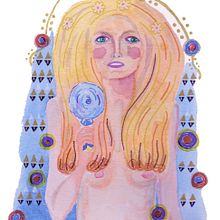 Unlock your creativity_variation on a subject_Gustav Klimt, Nuda Veritas 1899. Traditional illustration project by Isabella Del Gobbo - 02.17.2021