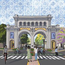Arcos de Guadalajara. Architecture, Digital Architecture, Drawing, Traditional illustration, Architectural Illustration, and Digital Illustration project by Pablo Vallejo - 02.18.2021