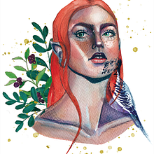 Meu projeto do curso: Retrato ilustrado em aquarela. Fine Arts, Ink Illustration, Digital Painting, and Watercolor Painting project by Tatiana Marieta - 01.28.2020