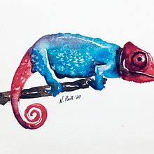 Gecko lizard. Watercolor Painting project by Nicole Pratt - 02.19.2021