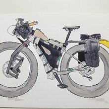 Bikepacking rigs. Drawing, Sketching, and Watercolor Painting project by evilmoosemegan - 02.20.2021