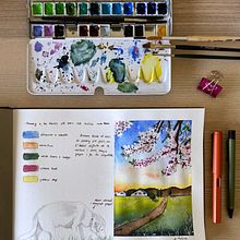 Tarde de paseo con Abbie. Un proyecto de Pintura a la acuarela de Amparo Molins Beltran - 22.02.2021