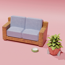 3D Modeling - Texturing - LowPoly - Sofa - Vase - Bowl. Un proyecto de 3D, Diseño 3D, Animación 3D, Cine, Composición fotográfica, Corrección de color, Creatividad, Escenografía y Modelado 3D de Alessandra Bonholi Barbosa - 09.07.2019