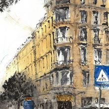 Gloria Könnigstraße  - Stuttgart. Un proyecto de Arquitectura, Arte urbano y Pintura a la acuarela de Adolfo Montilva Daboín - 25.02.2021