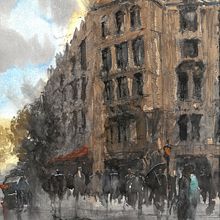 Straße in Straßburg. Un proyecto de Arquitectura, Arte urbano y Pintura a la acuarela de Adolfo Montilva Daboín - 25.02.2021
