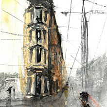 Eugenplatz - Stuttgart. Un proyecto de Arquitectura, Arte urbano y Pintura a la acuarela de Adolfo Montilva Daboín - 07.06.2019