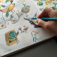 El universo de Vero. @txiplitxaplailustracion @txiplitxaplapum. Curso para desbloquear tu creatividad con Adolfo Serra. . Creativit, Design, Traditional illustration, Fine Arts, Painting, Creating with Kids, and Sketchbook project by Verónica García Revuelta - 03.18.2021