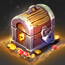 Treasure Chest. Un proyecto de Diseño de complementos, Dibujo artístico, Corrección de color, Concept Art, Diseño digital, Ilustración digital, Diseño de juegos, Ilustración tradicional y Diseño de iluminación de Izzaartz - 22.10.2019