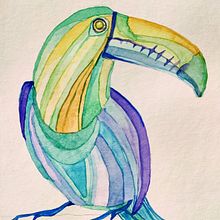 Tucan - inspired by Ana Santos course. Watercolor Painting project by aleksandra_mz - 02.27.2021