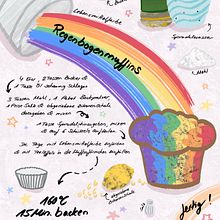 Mein Kursprojekt: Illustrierte Rezepte: Regenbogenmuffins :). Traditional illustration project by roxy2809 - 03.01.2021