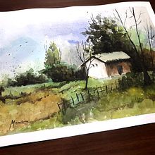 Paisaje en acuarela. Fine Arts, Drawing, Traditional illustration, Painting, and Watercolor Painting project by Sergio Vera - 08.26.2020