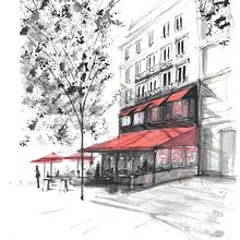 Sketch 1 - Street cafe in Paris. Architectural Illustration project by Andrew Hoare - 03.04.2021