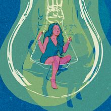 Mujer. Y bombilla. Un proyecto de Ilustración con tinta, Ilustración digital y Pintura digital de María José Andúgar - 04.03.2021