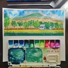 My project in Watercolor Travel Journal course. Arts, and Crafts project by Marcela Rees - 03.05.2021