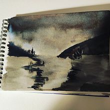 Tinta china. Ink Illustration, L, and scape Architecture project by Silvia Palao - 10.03.2020