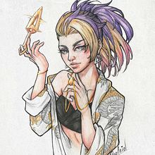 KDA ALL OUT Akali Fanart. Un proyecto de Dibujo, Ilustración tradicional, Dibujo a lápiz y Dibujo de Retrato de Ksenia - 23.02.2021
