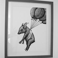 El Cerdito que voló por su libertad. Drawing, Artistic Drawing, Realistic Drawing, Traditional illustration, Ink Illustration, and Naturalistic Illustration project by Kevin Mojica - 03.08.2021