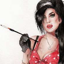Amy Winehouse. Un proyecto de Dibujo de Retrato, Ilustración tradicional y Pintura a la acuarela de Jéssica Correia - 09.03.2021