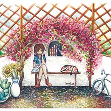 Mi Proyecto del curso: Pequeño paraíso. Un proyecto de Diseño de personajes, Ilustración tradicional y Pintura a la acuarela de Dannie Grimaldi - 09.03.2021
